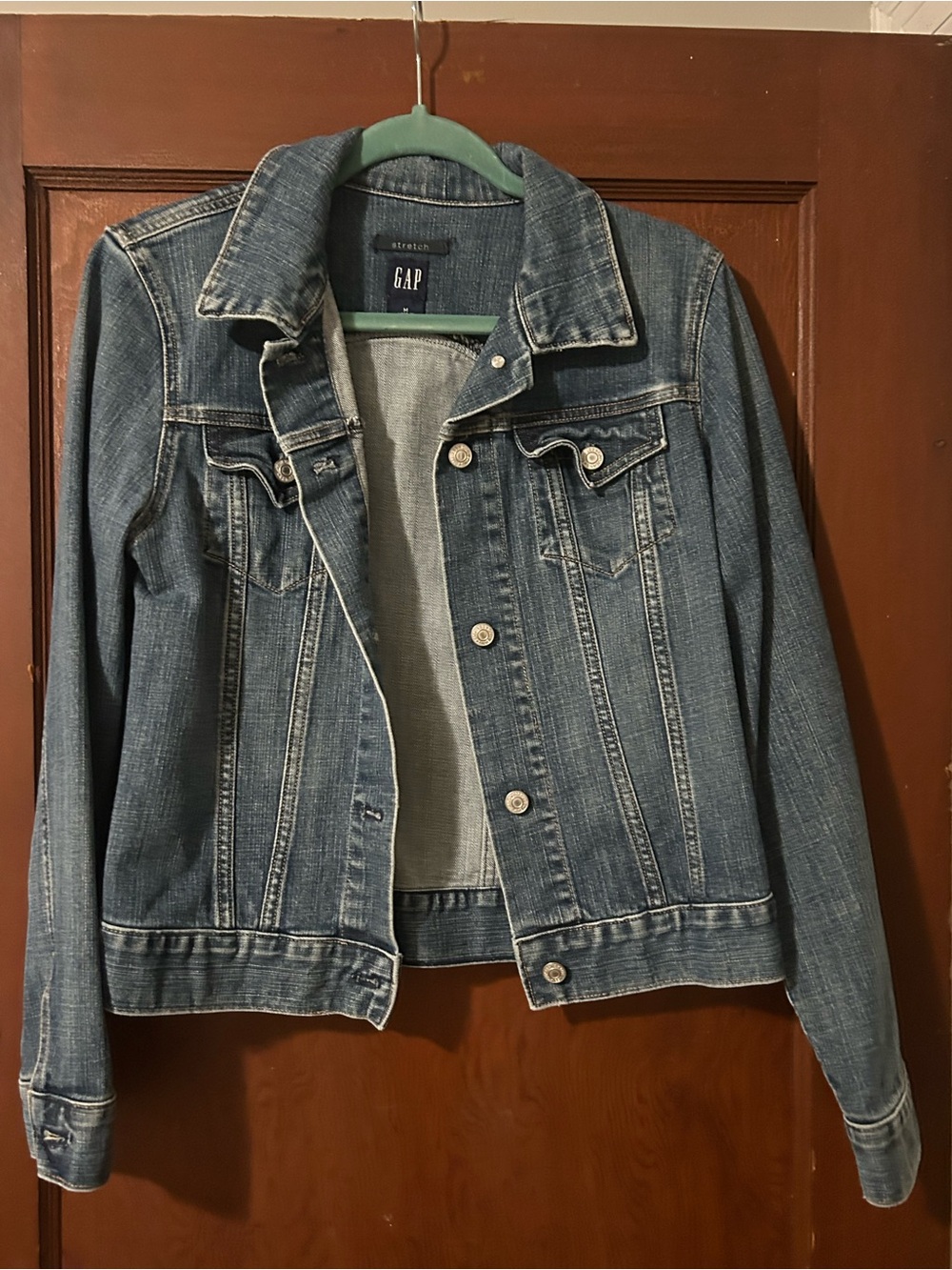 GAP Stretch Denim Jean Jacket Medium Wash Size Medium Button Front